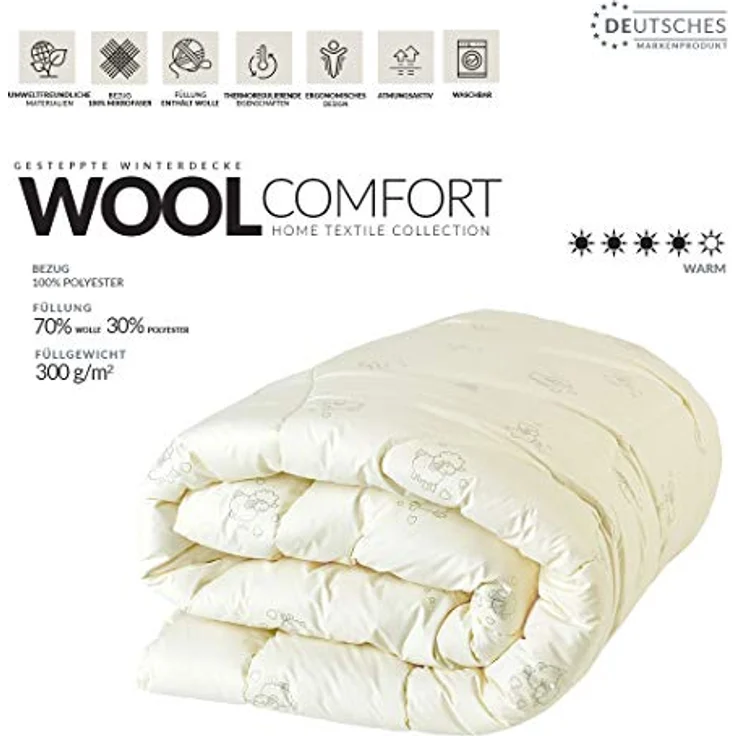 SEI Design Naturfaserbettdecke Wool Comfort 135x200 cm, Füllung: 70% Schurwolle - 30% Polyester – Bild 4