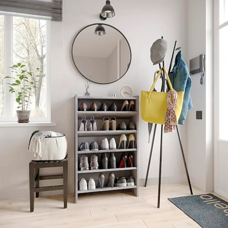KOMTO Schuhregal Elexis 5 Schmal - Schuhablage Flur mit 5 Ebenen Offener Schuhschrank, Schuhschrank Schuh Organizer Platzsparend, 60 x 25 x 98 cm – Bild 3