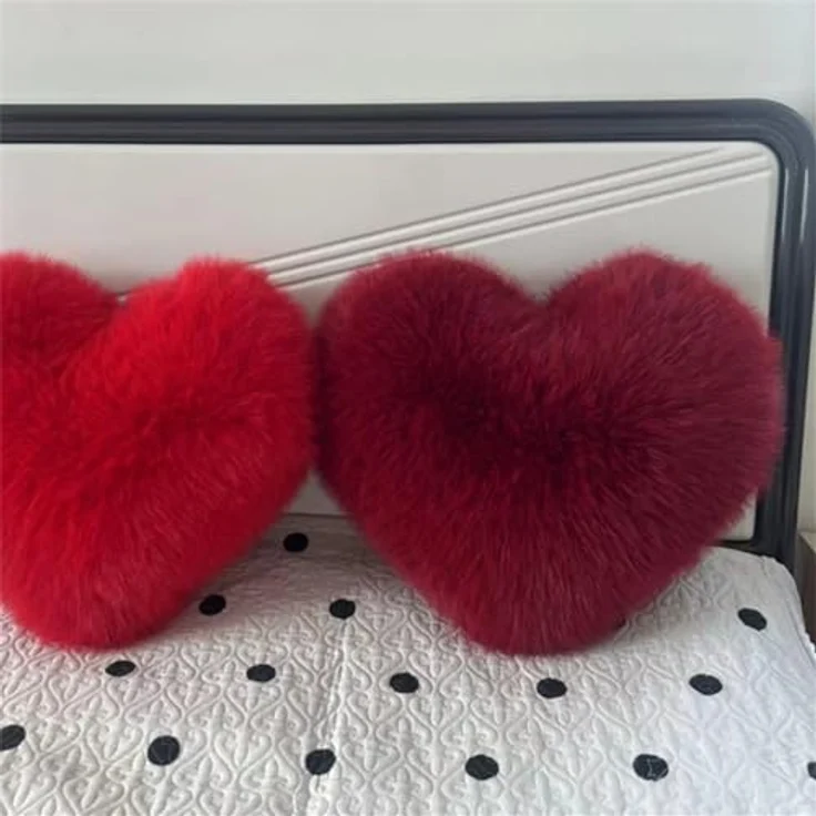 Herzkissen Dekokissen Zierkissen Herz Kissen Kinderzimmer Decor Herzform Dekokissen Kopfkissen Kissen Zierkissen Plüsch Kinderkissen für Kinderzimmer Sofa Dekoration (Rosa,40x45 cm) – Bild 8