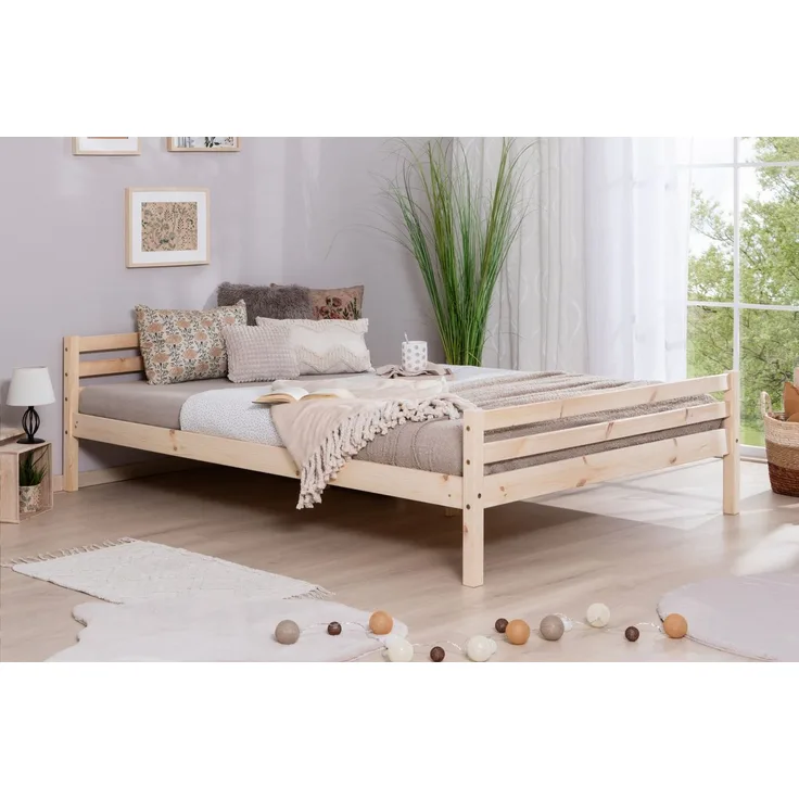 Ticaa Jugendbett, Futonbett in diversen Breiten, Kiefer, mit Rollrost