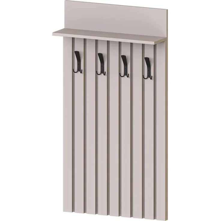 Roomart NORD Garderobenpaneel 130 cm – Wandgarderobe mit 4 Doppelhaken & Hutablage in Lamellenoptik – H 130 x B 69.2 x T 18.6 cm • Beige – Bild 5