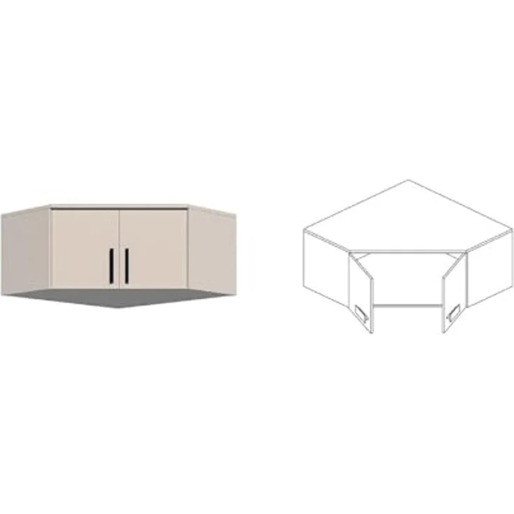 Marmex Möbel Grant Set-26C Hohe Möbelset mit Eckschrank, Schrank mit Aufsatz und Schreibtisch, Jugendzimmer Set mit Eckschrank, laminierte Spanplatte, graubeige cashmere+cremona torro, 268/91x235x52,5cm – Bild 4