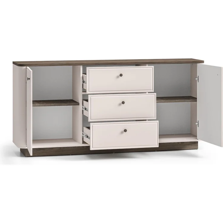 Selsey 'Vilavio' Sideboard 2-türig, 3 Schubladen, Kaschmir/Eicheoptik Dunkel, 180 cm – Bild 4