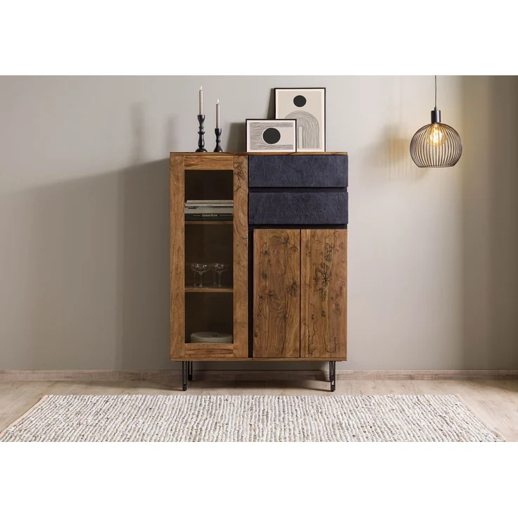 Highboard Sheesham 100x40x135 natur unbehandelt LICHTENBERG #100 – Bild 9