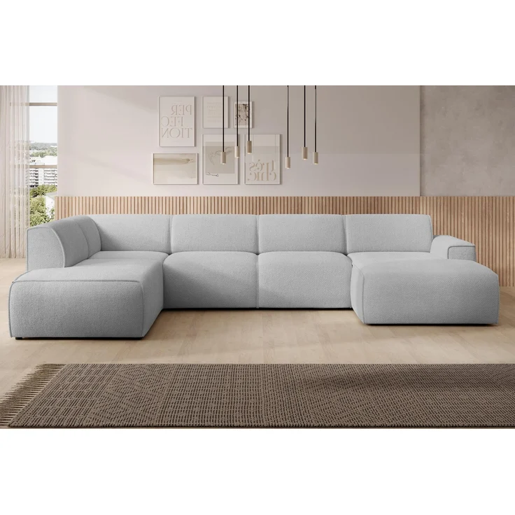AX LIVING XXL Sofa U Form Didim Hellgrau 378cm breit modern & großzügig L – Bild 2