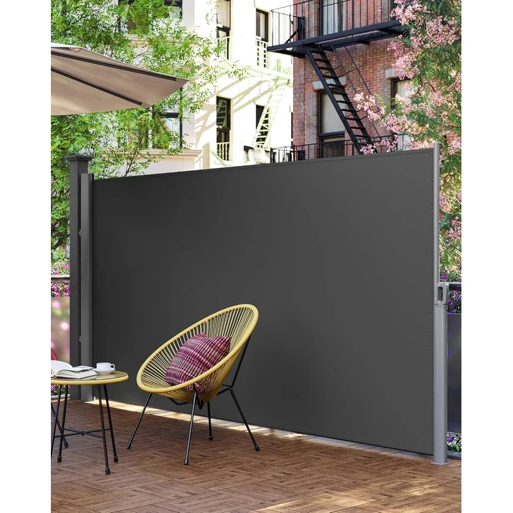 SONGMICS Alu-Seitenmarkise, ausziehbar, blickdicht, Anthrazit, 160x350 cm – Bild 2