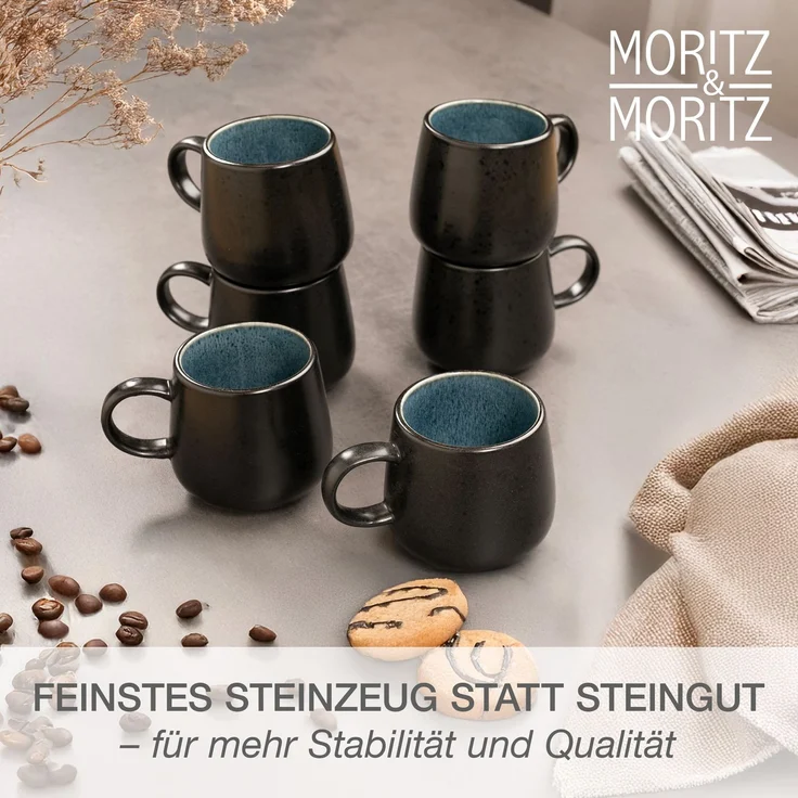 Moritz & Moritz SOLID Kaffeebecher 6er - Schwarz/Blau – Bild 5