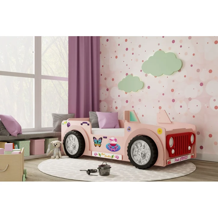 Autobett Jeep in Pink mit Lattenrost & Matratze – Bild 4