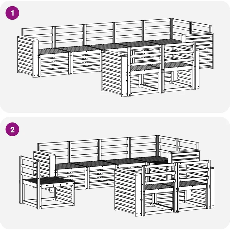 vidaXL Outdoor-Sofagarnitur 8 stk. 8-Sitzer Weiß Massivholz Akazie 3392039 – Bild 6