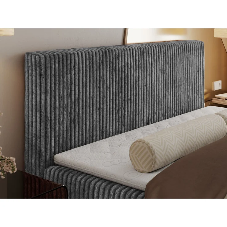Mks Möbel 'Tiliano' Boxspringbett mit Kopfteil und Topper, Grau, 160x200 cm, H3 – Bild 4