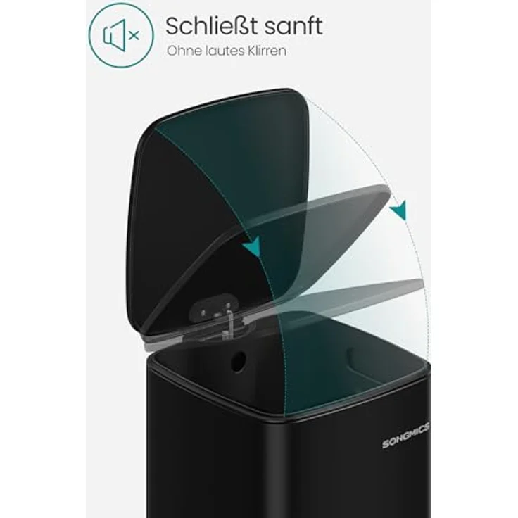 Songmics Mülleimer Küche, 20 Liter Abfalleimer, Tretmülleimer, Stahl, mit Inneneimer, Softclose, Offenhaltefunktion, tintenschwarz LTBDE592B02 – Bild 8