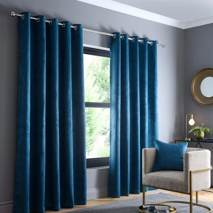 Fusion Blaugrüne Vorhänge B 90 x L 90 (229 x 229 cm) – 2 Paneele – Thermovorhänge mit Ösen für Schlafzimmer/Wohnzimmer – Blaugrün