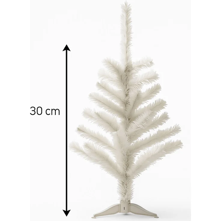 Künstlicher Weihnachtsbaum Weiß 30 und 60 cm – Deko Tannenbaum Weihnachten mit stabilem Standfuß – Nadelt nicht, ideal für Tisch & Fensterbank