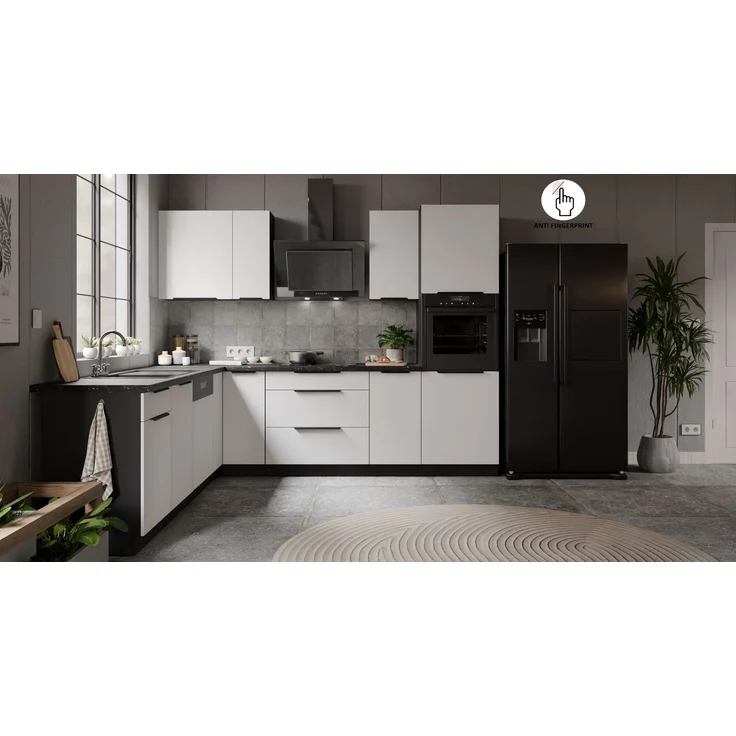 Winkelküche ARIA K-BL ECKE 2 - 250 x 270 cm Anti Fingerprint Küchenzeile Küchenblock Singleküche Einbauküche Küche Eckküche – Bild 3