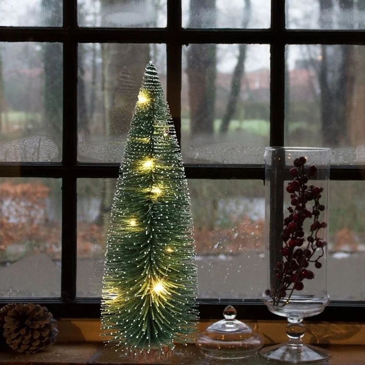 BURI Deko Tannenbaum 30cm LED beschneit Weihnachtsbaum Weihnachtsdeko Tischdeko Baum – Bild 1