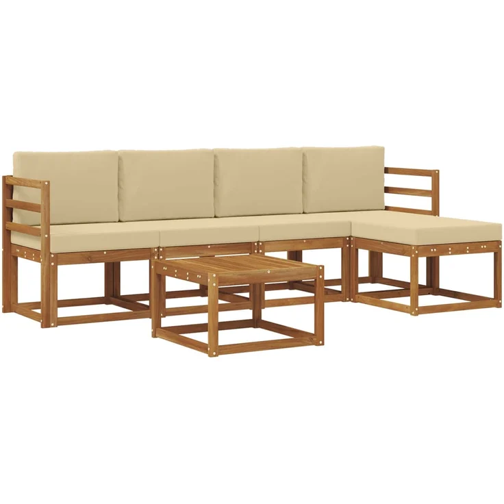 vidaXL Outdoor-Sofagarnitur 6 stk. 5-Sitzer Natur und Beige 3366276 – Bild 2