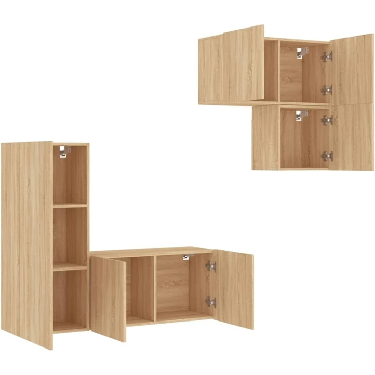 vidaXL 4-tlg. Wohnwand Sonoma-Eiche Holzwerkstoff 3216430 – Bild 11