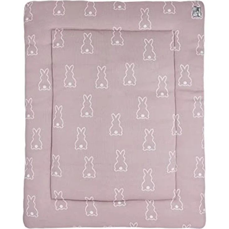 Meyco Baby X Mrs. Keizer Rabbit Laufgittereinlage (weiches und sicheres Material, doppelseitiges Design, Außenseite aus 100 % Baumwolle, Rückseite aus 100 % Velvet, Größe: 77 x 97 cm), Lila – Bild 1