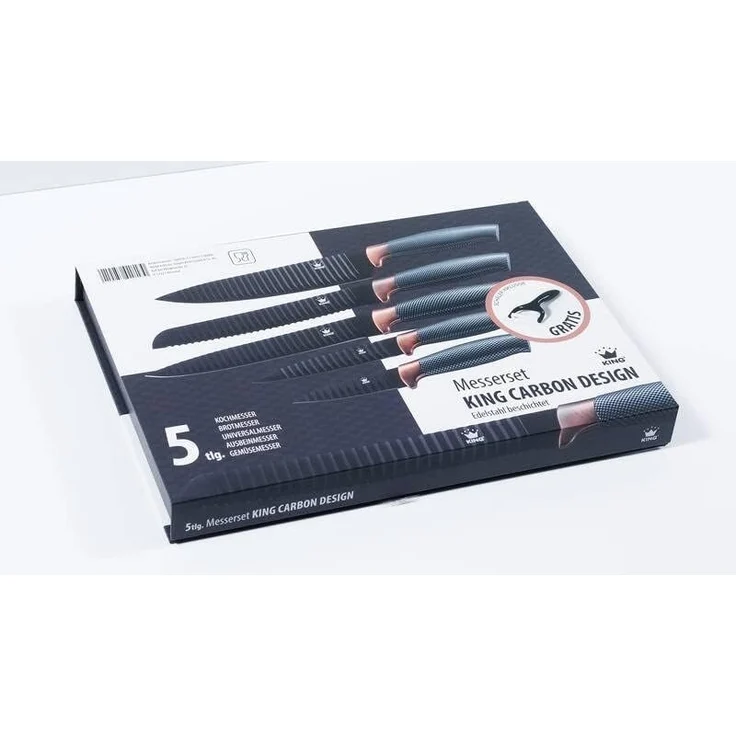 KING Messer-Set Carbon Design (Set, 6-tlg), (5 Messer), incl. Sparschäler, Wellenschliff – Bild 4