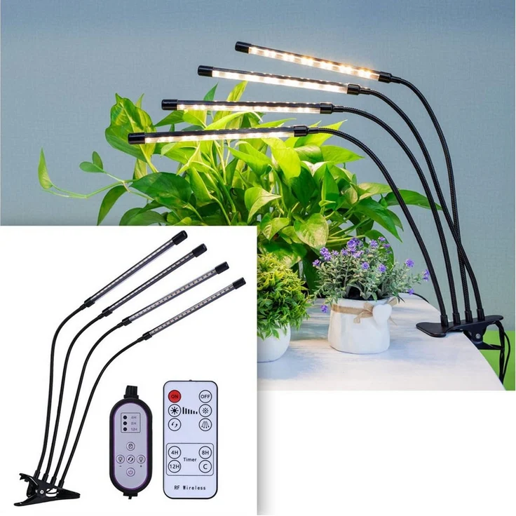 Casativo Pflanzenlampe LED Pflanzen Wachstumslampe 14 W 4 Schwanenhälse Timer USB dimmbar, 20 LEDs je Schwanenhals, LED-Licht, 4 flexible Leuchten 3 Lichtmodi & individuell verstellbare Arme – Bild 2