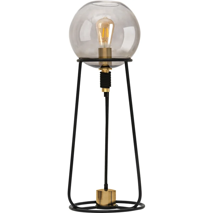 Näve Leuchten Tischleuchte "STELO", moderne Tischlampe aus schwarzem Metall und Rauchglas, E27-Fassung, 71 cm hoch, für Esszimmer, Wohnzimmer, Diele oder Büro