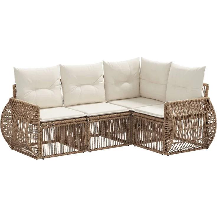 vidaXL Gartensofa-set 4 stk. 4-Sitzer Beige und Cremeweiß Poly-Rattan 3435411 – Bild 2