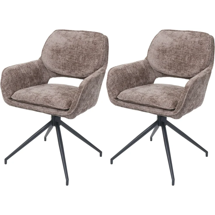 2er-Set Esszimmerstuhl HWC-N74, Küchenstuhl, drehbar Auto-Return, Stoff Chenille (490g/m²) ~ braun – Bild 9
