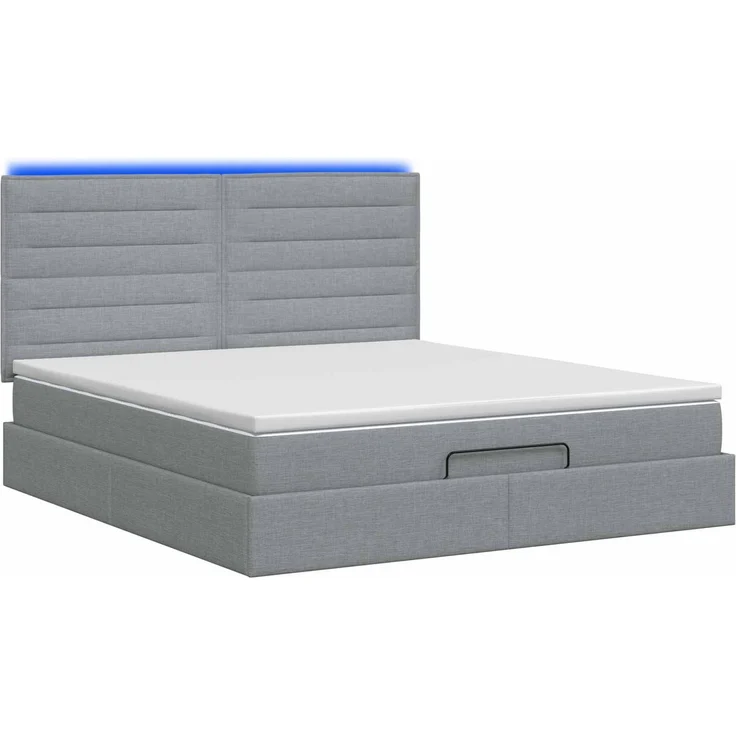 vidaXL Ottoman-Bett mit Matratze und LED Hellgrau 180 x 200 cm Stoff 3458007 – Bild 9