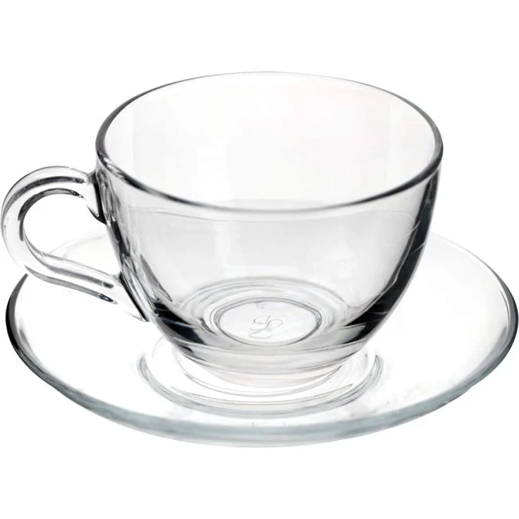 Pasabahce Dajar 6er Set Teegläser-Set Kaffee Basic Cup 12-Teilig mit Unterteller transparent – Bild 2