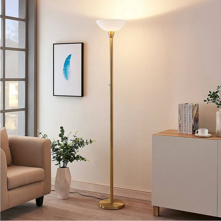 Lindby Stehlampe Ignacia, Metall, Gold / Messing IP20, 1 x 15 W LED – Bild 1