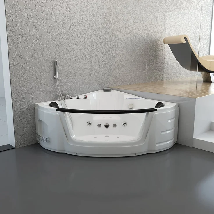 XXL Luxus LED Whirlpool Badewanne 135x135 cm +Heizung +Ozon+ Radio 14 Düsen – Bild 4
