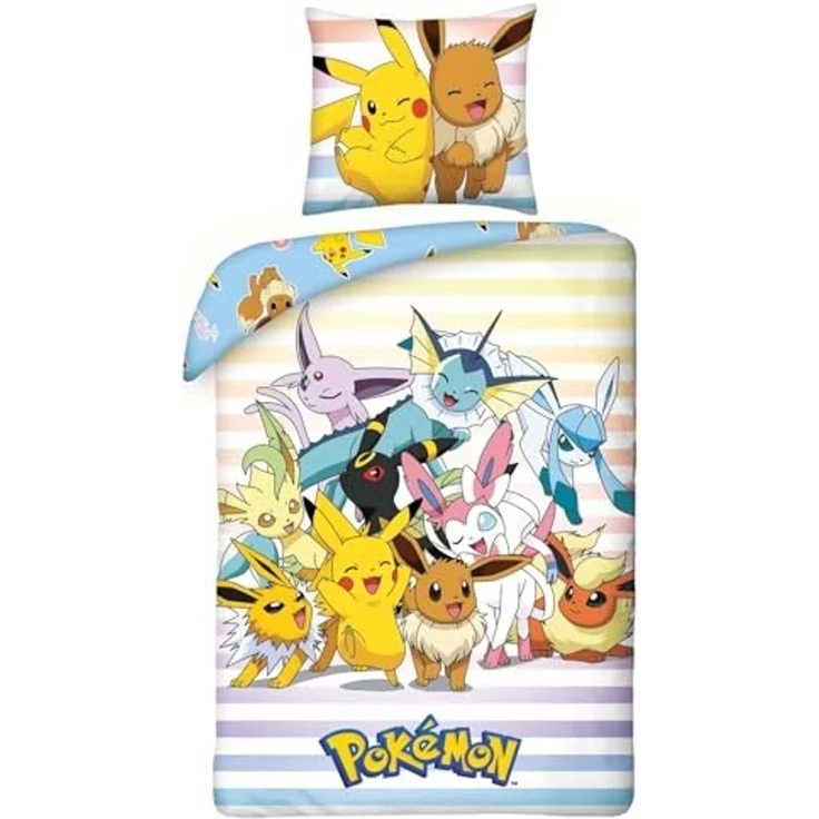 Pokémon Bettwäsche Set aus Mikrofaser Bettdeckenbezug 135 × 200 cm mit 80 × 80 cm Kissenbezug – Bild 1