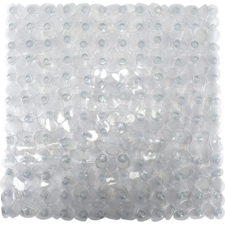 Duscheinlage Steinoptik ca. 53 x 53 cm rutschfeste Unterlage mit Saugnäpfen Transparent – Bild 1