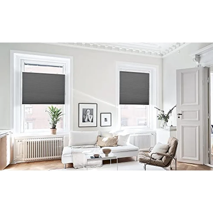 bobodeco Plissee ohne Bohren Klemmfix Faltrollo Jalousie Anthrazit 85x200 cm (BxH), Plisseerollo Sichtschutz und Sonnenschutz Blickdicht Easyfix lichtdurchlässig Rollo für Fenster & Tür – Bild 9