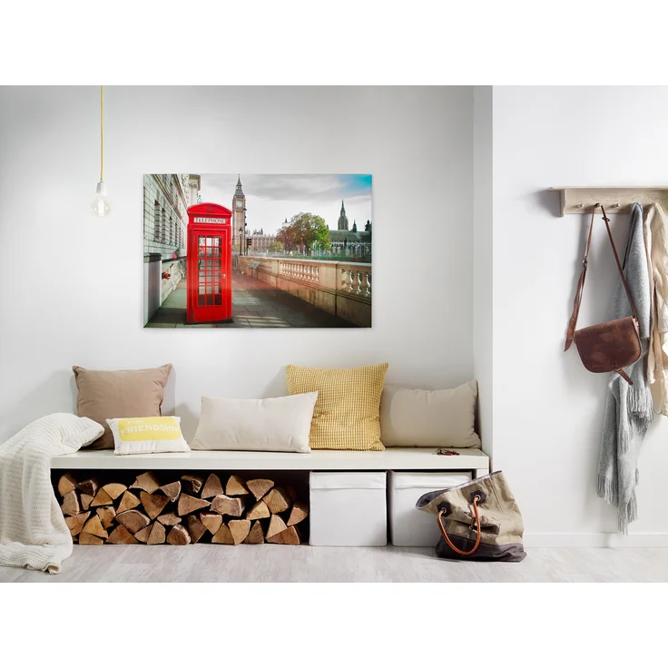 Londoner Telefonzelle Leinwandbild Rot Beige 90x60 DD120330 Wandbild Leinwand – Bild 7