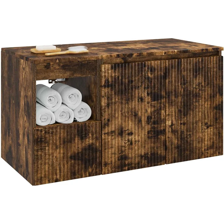 vidaXL Badezimmerschrank-Set 2 stk. Geräucherte Eiche 3404119 – Bild 3