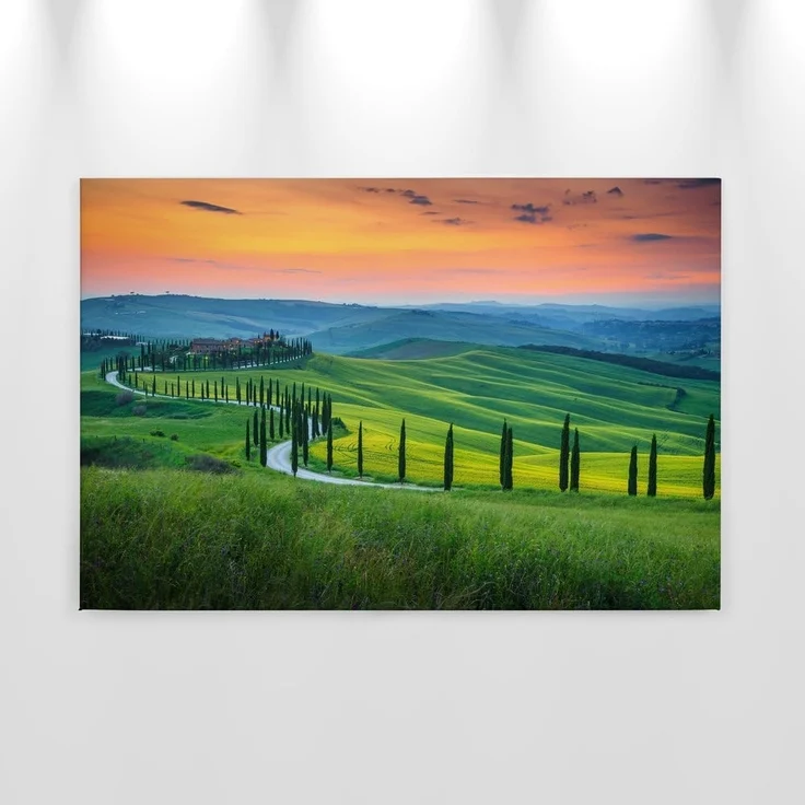 Leinwandbild Landschaft Toskana Grün Orange 90x60 DD120312 Keilrahmen Wandbild – Bild 8