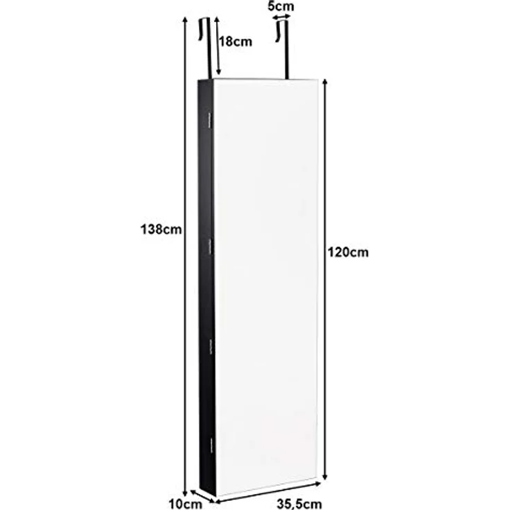 COSTWAY Schmuckschrank mit LED Beleuchtung, Schmuckregal haengend mit Spiegel, abschliessbar mit Schlüsseln, 120 cm hoch, schwarz – Bild 6