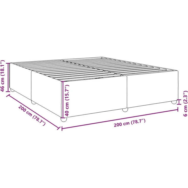 vidaXL Bettgestell ohne Matratze Dunkelgrau 200x200 cm Stoff 3284758 – Bild 9