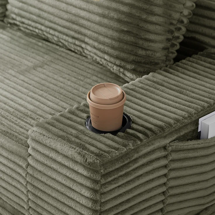 ZUBALIYA Sofa mit LED - Beleuchtung, mit Stauraum, mit Cordbezug, mit breiten Armlehnen, ohne aufwendige Montage – Bild 8