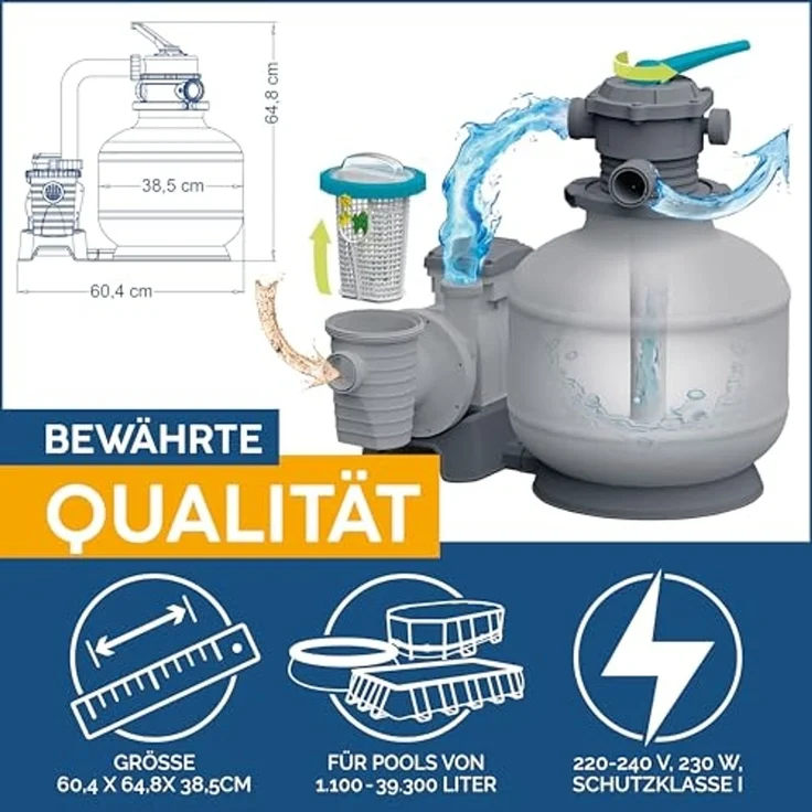 Sandfilteranlage mit Zeitschaltuhr 6.056 l/h, 230 W – Bild 4