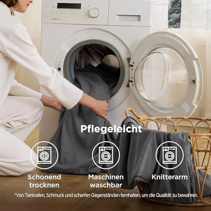 BEDSURE Bettwäsche 155x220 3teilig Anthrazit - Bettwäsche Grau 1 Bettbezug 155x220 cm + 2 Kissenbezüge 80X80 cm, ÖKO-TEX Bettwäsche-Sets Polyester Mikrofaser mit Reißverschluss – Bild 7