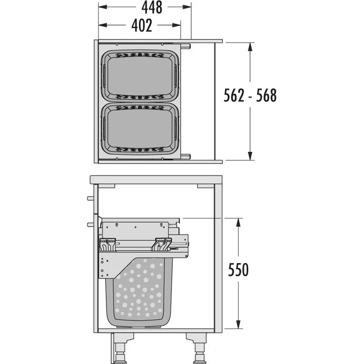 Hailo Wäschesammler 3270841 Laundry Carrier 60 Einbau Wäschekorb 66 L Dunkelgrau – Bild 3