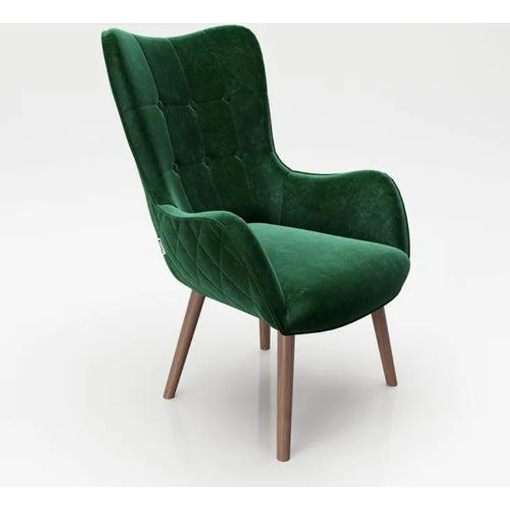 PLAYBOY - Sessel BRIDGET" gepolsterter Lehnensessel, Samtstoff in Grün mit Massivholzfüssen, Retro-Design"