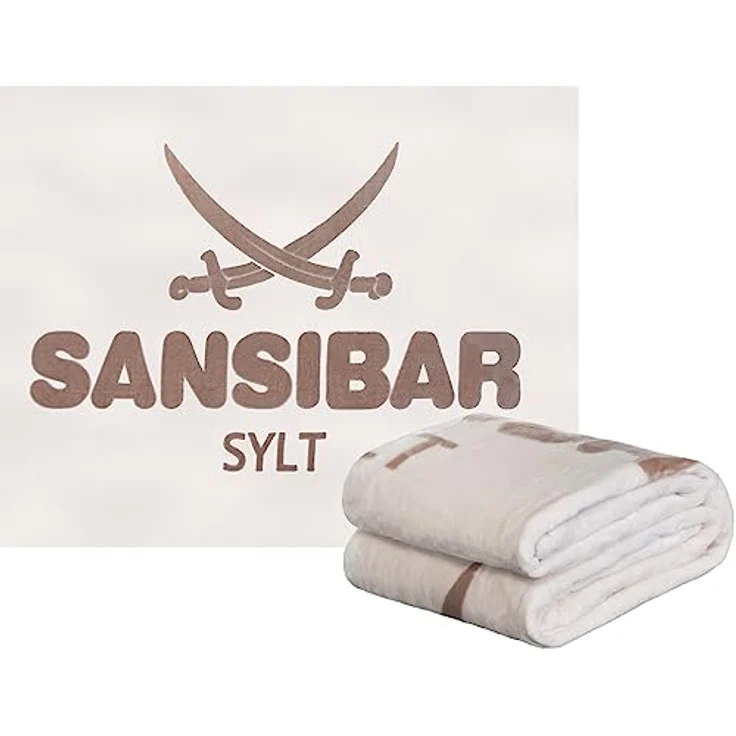 Sansibar 'Sylt' Wohndecke, Mikrofaser Fleece offwhite/taupe, 150 x 200 cm – Bild 2