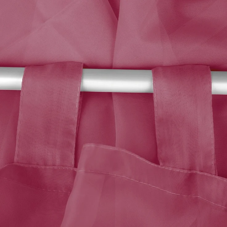 Schlaufen-Bistrogardine in B160cm x L60cm, transparente uni Scheibengardine Voile in vielen verschiedenen Farben erhältlich (bordeaux - beere) – Bild 2