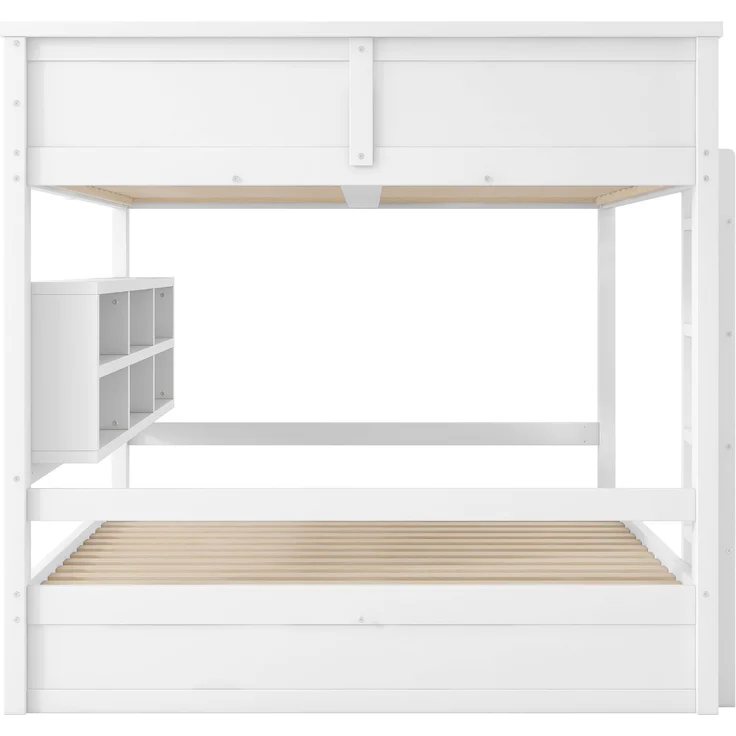 160x200 Etagenbett mit Stauraumschränken und LED-Licht, Weiß – Bild 10