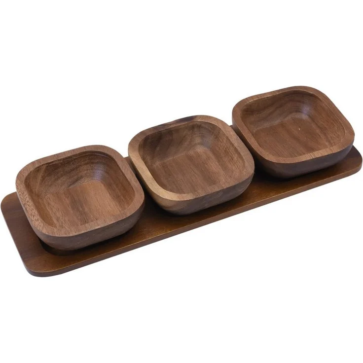 Zoha Servierschale Stripe Schüssel - Handgefertigte Akazienholz Schale für Dips, Snacks, (4-tlg), Handgefertigtes Akazienholz – Bild 2