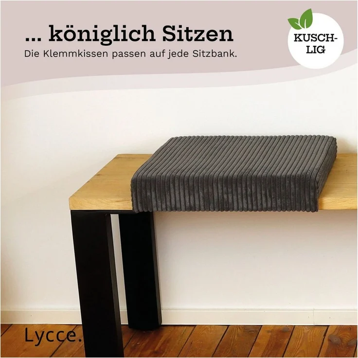 Lycce Bankauflage Bankauflage Klemmkissen 1 Leiste, Cordstoff extra Polsterung, (1 St), für Banktiefe ab 35 cm, verrutscht nicht, versch. Farben – Bild 3