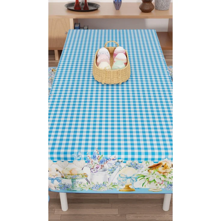 Petti Artigiani Italiani - Tischdecke für Ostern, schmutzabweisend, quadratisch, für die Küche, Design Vichy, 4 Plätze (140x140 cm), 100% Made in Italy